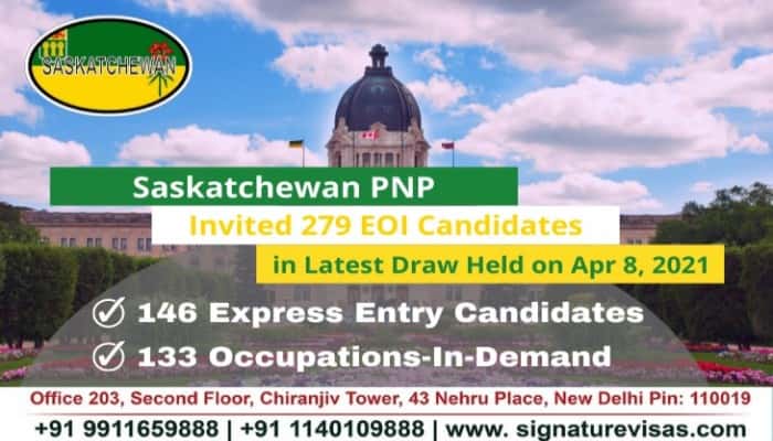 Saskatchewan Latest Draw 279 EOI Candidates Invited April 8 2021